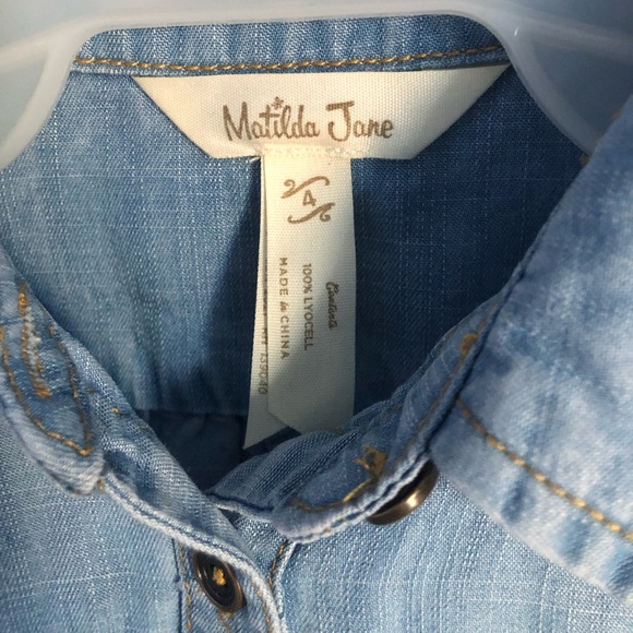 Matilda Jane Lyles Chambray Denim Button Down Shirt. Long Sleeve. Size 4. EUC. - Picture 7 of 15